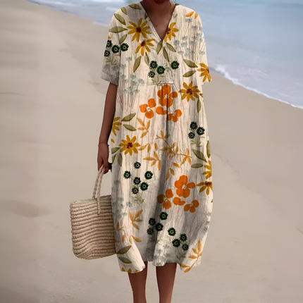 Sabine | Dames Zomerjurk | Bloemenprint met Luchtige Pasvorm