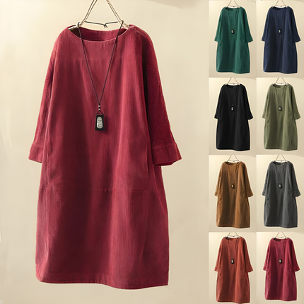 Karin | Dames Tuniekjurk | Vintage Cord Met Lange Mouwen