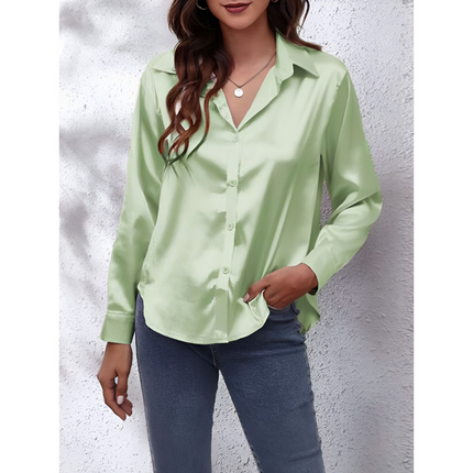 Helga | Dames Blouse | Losvallend met Lange Mouwen en Knoopsluiting