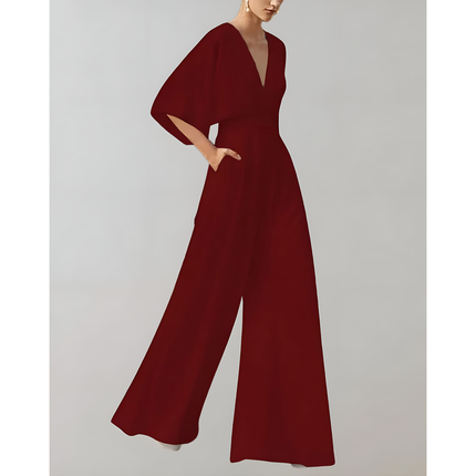Luma | Dames Jumpsuit | Vlindermouwen met Ceintuur en V-hals