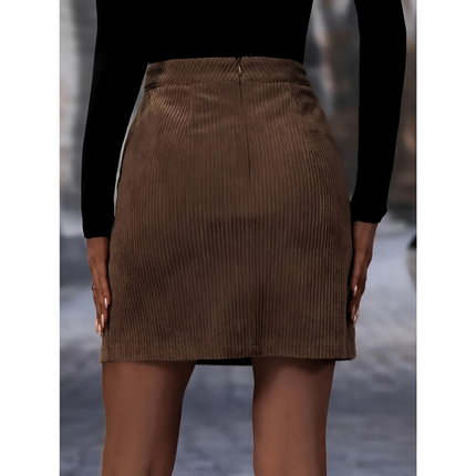 Viola | Dames Midi Rok | Geribd met Voorzijde Split en Comfort Fit