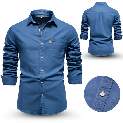 Noud | Heren Overhemd | Slim Fit Denim met Lange Mouwen