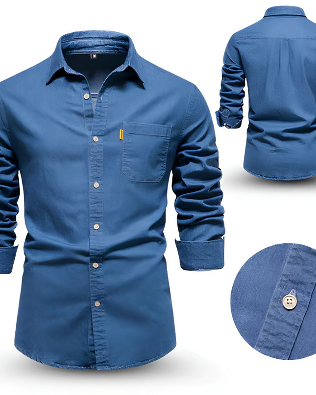 Noud | Heren Overhemd | Slim Fit Denim met Lange Mouwen