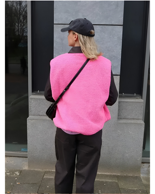 Nadja | Dames Fleece Bodywarmer | Oversized met Drukknopen
