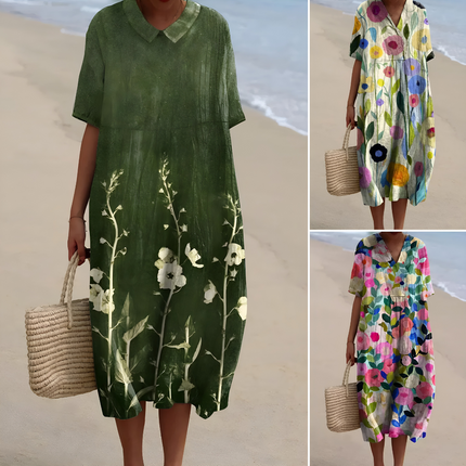 Sabine | Dames Zomerjurk | Bloemenprint met Luchtige Pasvorm