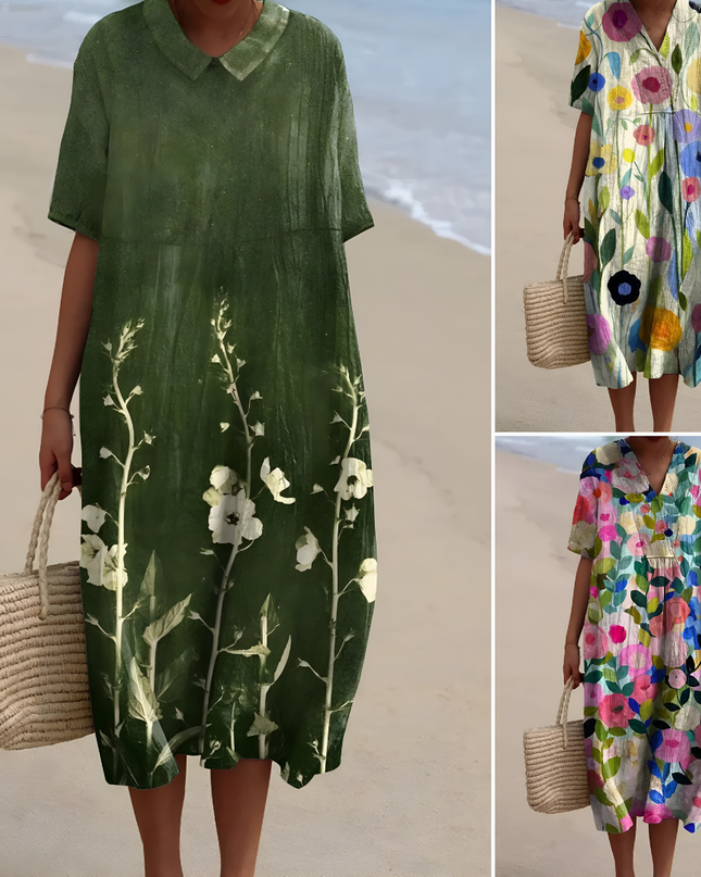 Sabine | Dames Zomerjurk | Bloemenprint met Luchtige Pasvorm