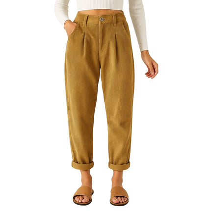 Fenna | Dames Corduroy Broek | Hoge Taille & Elastische Band