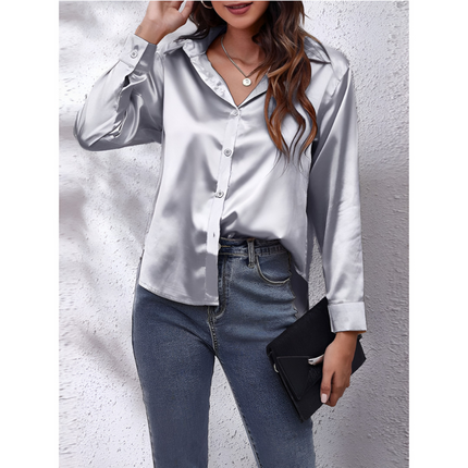 Helga | Dames Blouse | Losvallend met Lange Mouwen en Knoopsluiting