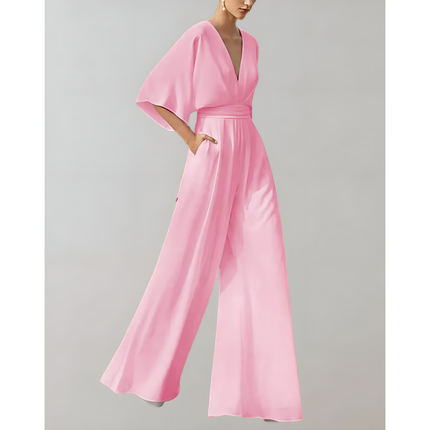 Luma | Dames Jumpsuit | Vlindermouwen met Ceintuur en V-hals