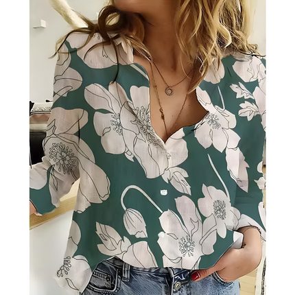 Evelina | Dames Blouse | Bloemenprint Langemouw Luchtig voor Zomer