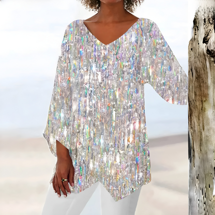 Aafke | Dames Top | Vintage V-Hals & Getailleerde Pasvorm