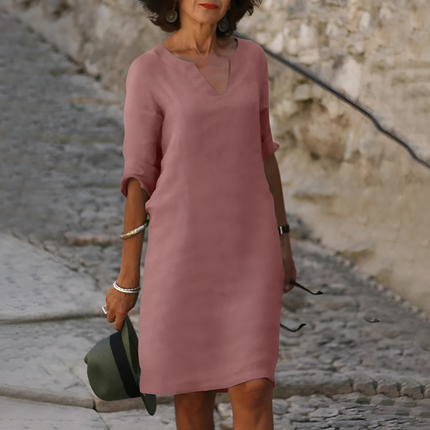 Octavia | Elegante Damesjurk | V-hals & Driekwart Mouwen