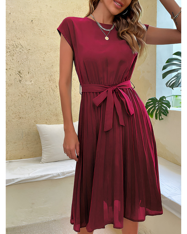 Philou | Dames Zomerjurk | Plissé Mini Met Korte Mouwen