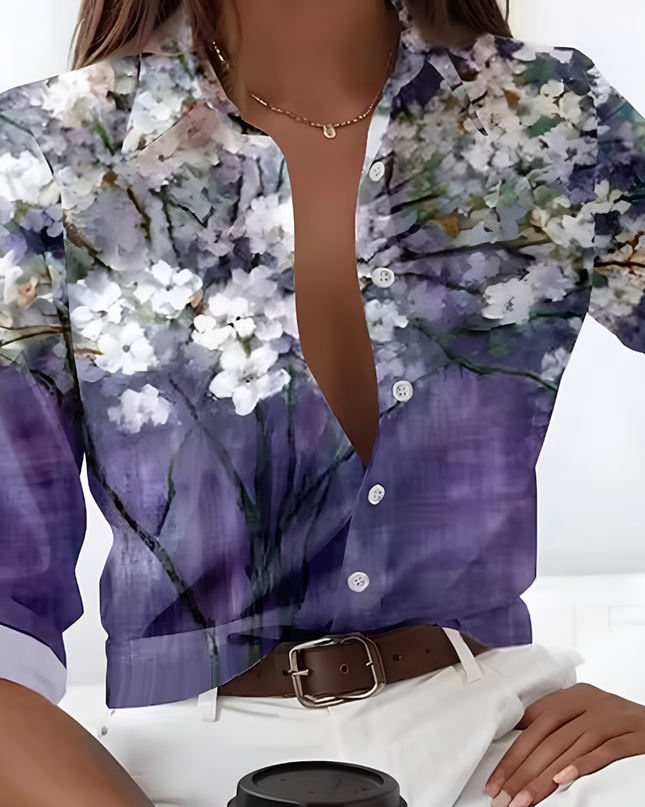 Evelina | Dames Blouse | Bloemenprint Langemouw Luchtig voor Zomer