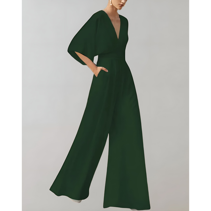 Luma | Dames Jumpsuit | Vlindermouwen met Ceintuur en V-hals