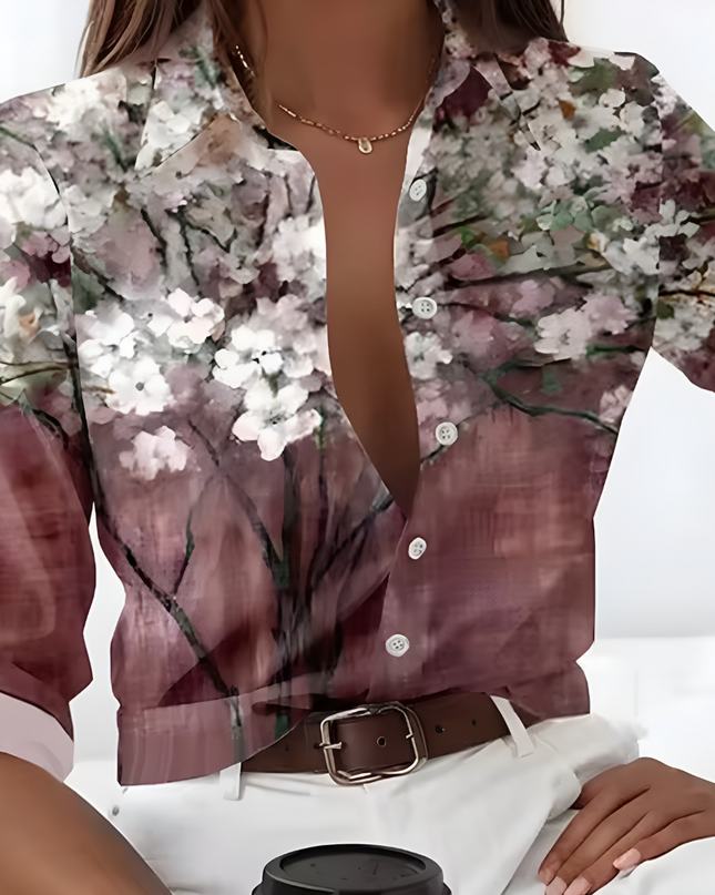Evelina | Dames Blouse | Bloemenprint Langemouw Luchtig voor Zomer