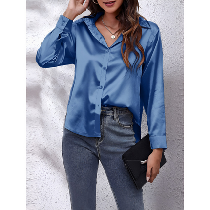 Helga | Dames Blouse | Losvallend met Lange Mouwen en Knoopsluiting
