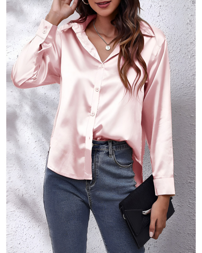 Helga | Dames Blouse | Losvallend met Lange Mouwen en Knoopsluiting