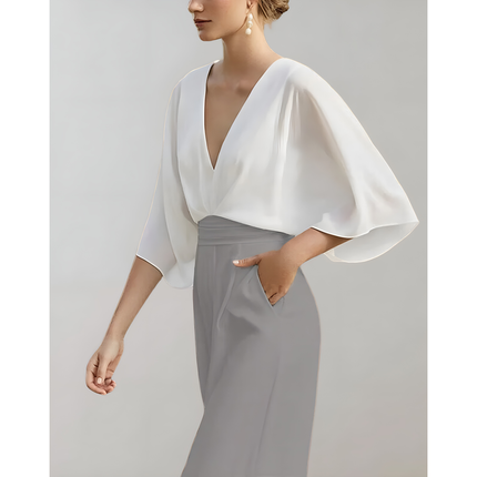 Luma | Dames Jumpsuit | Vlindermouwen met Ceintuur en V-hals