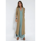 Turquoise jurk + cardigan in koffie
