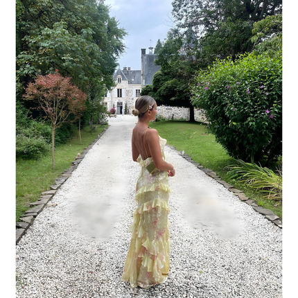 Orlina | Dames Maxi Jurk | Met Ruches Open Rug