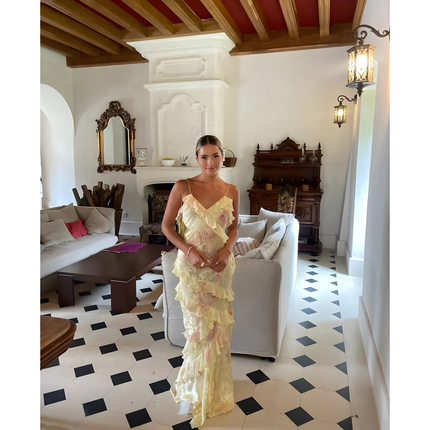 Orlina | Dames Maxi Jurk | Met Ruches Open Rug