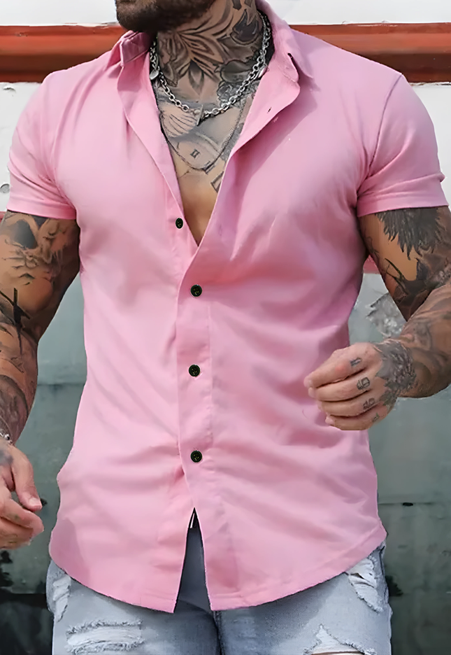 Ansel | Heren Overhemd | Slimfit Korte Mouwen