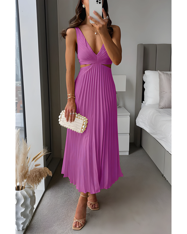 Reina | Dames Maxi Jurk | Geplooide V-hals