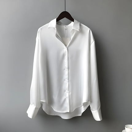 Maris | Dames Blouse | Losvallend met Open Kraag en Opstroopbare Mouwen