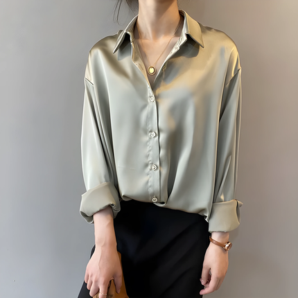 Maris | Dames Blouse | Losvallend met Open Kraag en Opstroopbare Mouwen