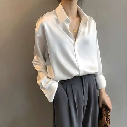 Maris | Dames Blouse | Losvallend met Open Kraag en Opstroopbare Mouwen