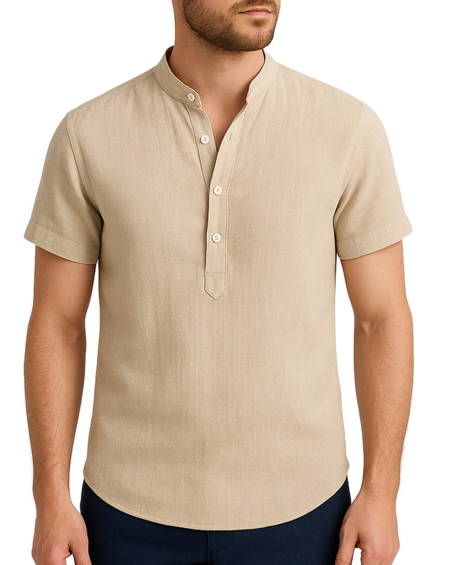 Otto | Heren Zomerhemd | Korte Mouwen & Henley Halslijn