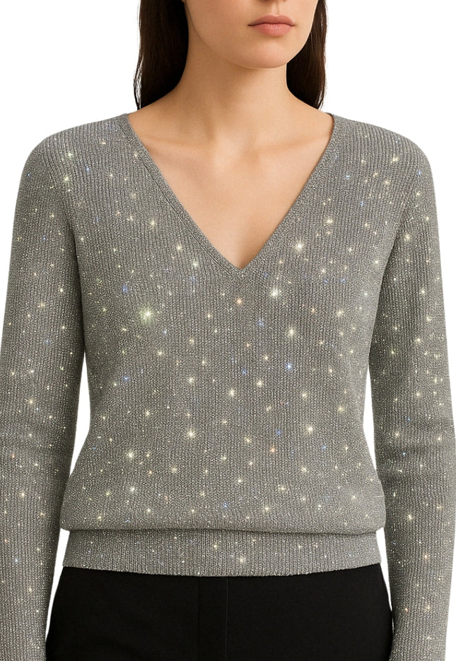 Quinty | Dames Top | V-Hals & Pailletten Details