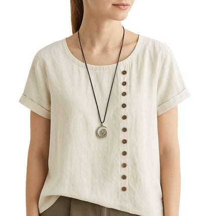 Willemijn | Dames Blouse | Korte Mouwen & Getailleerd