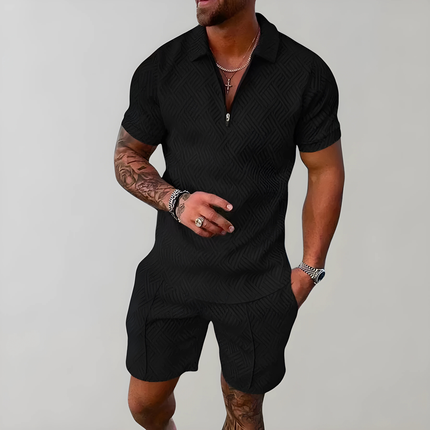 Zeven | Heren Set | Polo Met Rits En Korte Broek