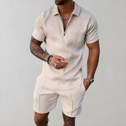 Zeven | Heren Set | Polo Met Rits En Korte Broek