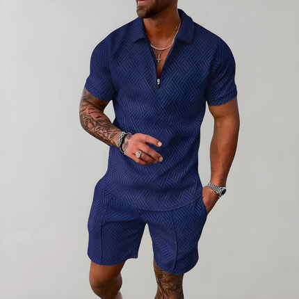 Zeven | Heren Set | Polo Met Rits En Korte Broek