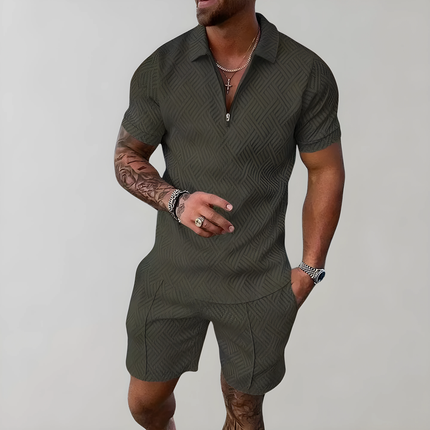 Zeven | Heren Set | Polo Met Rits En Korte Broek