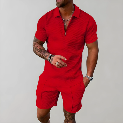 Zeven | Heren Set | Polo Met Rits En Korte Broek